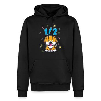 Demi-année 6 mois chien d’anniversaire - Sweat à capuche Premium bio Homme - noir - Devant - Nico (187cm)