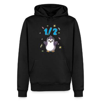 Demi-année 6 mois Anniversaire Pingouin - Sweat à capuche Premium bio Homme - noir - Devant - Nico (187cm)