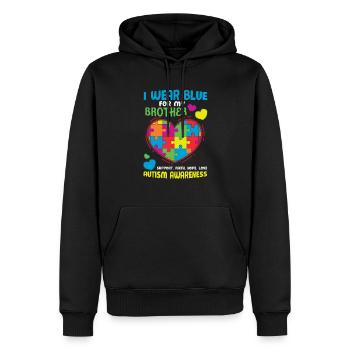I Wear Blue For My Brother Autism Awareness - Men’s Premium Organic Hoodie - black - Front - Nico (187cm)
