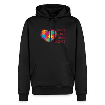 Autism Teach Love Hope Inspire - Men’s Premium Organic Hoodie - black - Front - Nico (187cm)