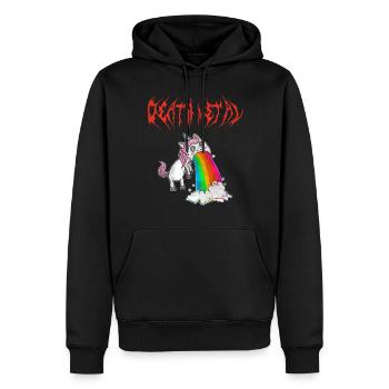Kotzendes Death Metal Einhorn Rosa - Männer Premium Bio Hoodie - Schwarz - Vorne - Nico (187cm)