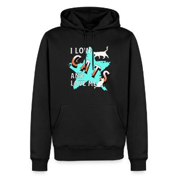 J’aime les chats Chat Amour - Sweat à capuche Premium bio Homme - noir - Devant - Nico (187cm)