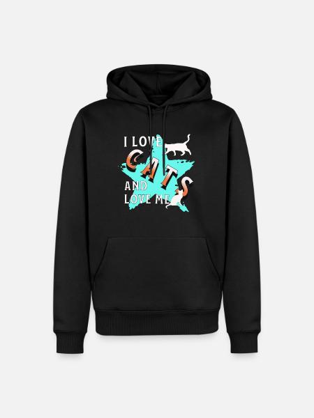 J’aime les chats Chat Amour - Sweat à capuche Premium bio Homme - noir