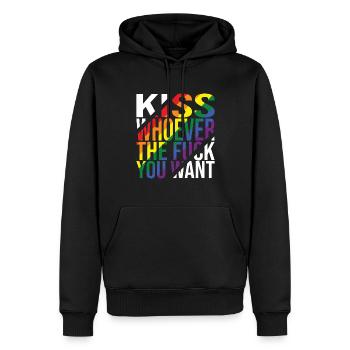 Embrassez qui que vous vouliez Fierté LGBTQ - Sweat à capuche Premium bio Homme - noir - Devant - Nico (187cm)
