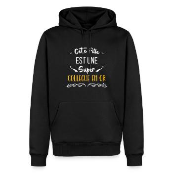 Cette fille est une super collègue en or0 - Sweat à capuche Premium bio Homme - noir - Devant - Nico (187cm)