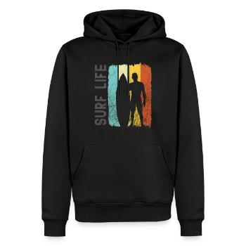 Surfer im Retro-Look - Männer Premium Bio Hoodie - Schwarz - Vorne - Nico (187cm)