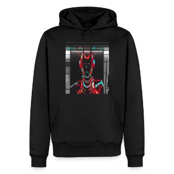 Futuristisches Cyborg in U-Bahn Station - Männer Premium Bio Hoodie - Schwarz - Vorne - Nico (187cm)
