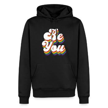Be You Gay Pride Gay CSD Arc-en-ciel - Sweat à capuche Premium bio Homme - noir - Devant - Nico (187cm)