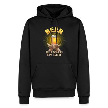 Bière - bénie par Dieu - Sweat à capuche Premium bio Homme - noir - Devant - Nico (187cm)