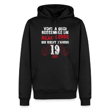 Voici À Quoi Ressemble Un Beau Gosse De 19 ans - Sweat à capuche Premium bio Homme - noir - Devant - Nico (187cm)