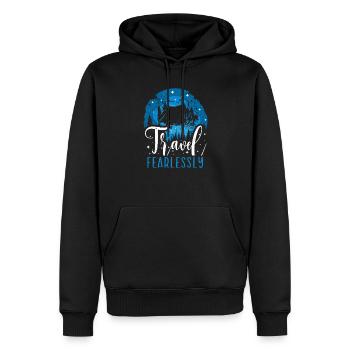 Voyage d’aventure Présent Amoureux de voyage - Sweat à capuche Premium bio Homme - noir - Devant - Nico (187cm)