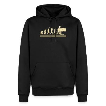Évolution des ouvriers d’usine - Sweat à capuche Premium bio Homme - noir - Devant - Nico (187cm)