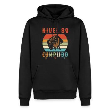 Niveau 89 Complet - Sweat à capuche Premium bio Homme - noir - Devant - Nico (187cm)