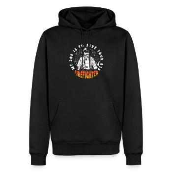 Pompier présent Pompier Papa Sirène d’urgence - Sweat à capuche Premium bio Homme - noir - Devant - Nico (187cm)