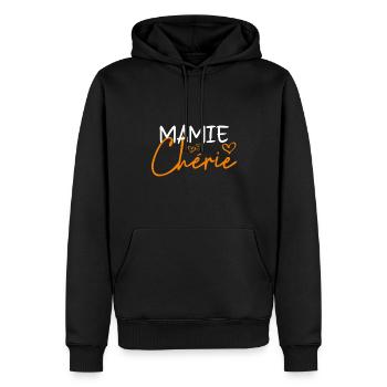 Mamie chérie - Sweat à capuche Premium bio Homme - noir - Devant - Nico (187cm)