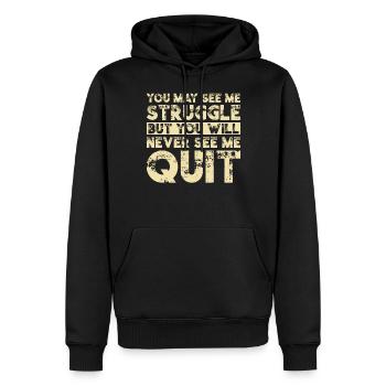 Ich werde niemals aufgeben - Männer Premium Bio Hoodie - Schwarz - Vorne - Nico (187cm)
