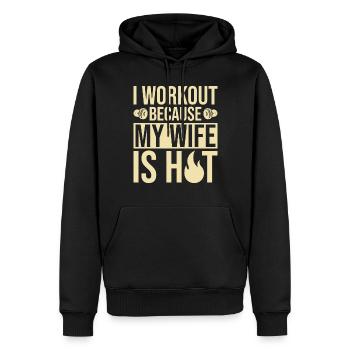 Ich Trainiere, Weil Meine Frau Heiß Ist - Männer Premium Bio Hoodie - Schwarz - Vorne - Nico (187cm)