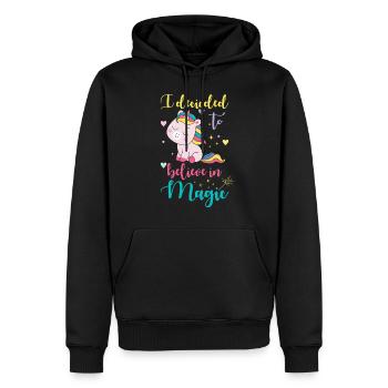 Einhorn Glaube An Die Magie Spruch Einhorn - Männer Premium Bio Hoodie - Schwarz - Vorne - Nico (187cm)