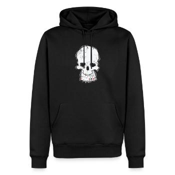 Totenkopf mit Karten Skat oder Poker Kartenspiel - Männer Premium Bio Hoodie - Schwarz - Vorne - Nico (187cm)