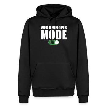 Web Developer Mode On - Men’s Premium Organic Hoodie - black - Front - Nico (187cm)