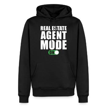 Immobilienmakler Modus an - Männer Premium Bio Hoodie - Schwarz - Vorne - Nico (187cm)