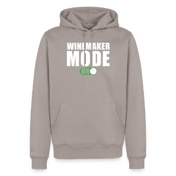Winemaker mode On - Men’s Premium Organic Hoodie - taupe - Front - Nico (187cm)