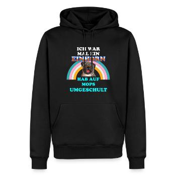 Mops Hund war mal Einhorn Hundespruch für Möpse - Männer Premium Bio Hoodie - Schwarz - Vorne - Nico (187cm)