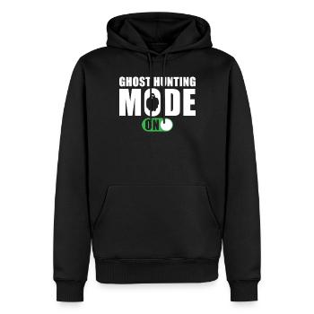 Geisterjäger Spruch Geisterjagd Modus Ein - Männer Premium Bio Hoodie - Schwarz - Vorne - Nico (187cm)
