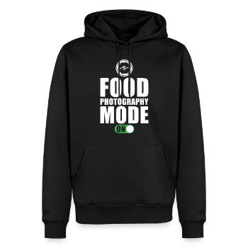 Dicton du photographe culinaire - Sweat à capuche Premium bio Homme - noir - Devant - Nico (187cm)