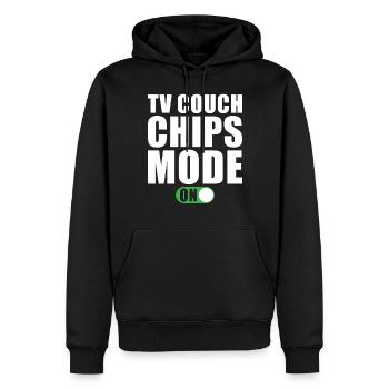Tv Couch Chips Mode Activé - Sweat à capuche Premium bio Homme - noir - Devant - Nico (187cm)