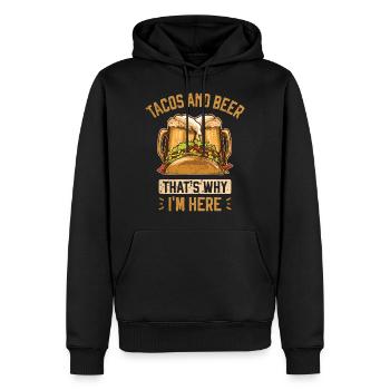 Tacos et bière Tacos et bière Cuisine mexicaine - Sweat à capuche Premium bio Homme - noir - Devant - Nico (187cm)