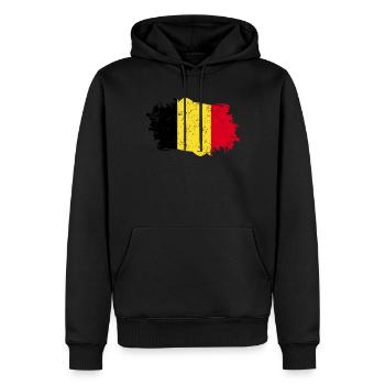 Belgique Drapeau Grunge Belgique Drapeau - Sweat à capuche Premium bio Homme - noir - Devant - Nico (187cm)