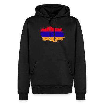 Drapeau de l’Arménie Grunge Drapeau de l’Arménie - Sweat à capuche Premium bio Homme - noir - Devant - Nico (187cm)