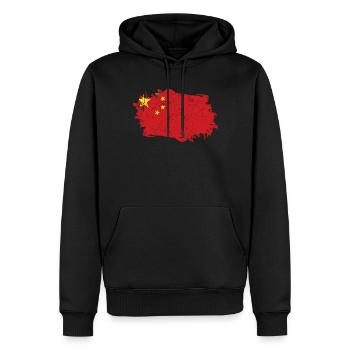 Drapeau de Chine Grunge Drapeau de Chine - Sweat à capuche Premium bio Homme - noir - Devant - Nico (187cm)