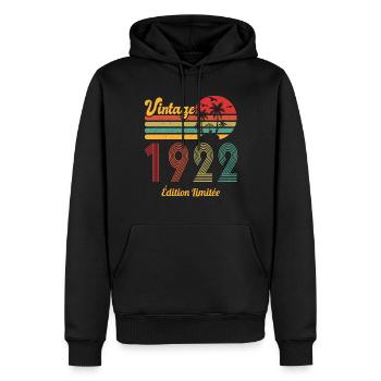 Vintage 1922 Jubiläum Geschenkidee - Männer Premium Bio Hoodie - Schwarz - Vorne - Nico (187cm)