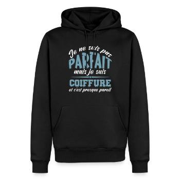 Je ne suis pas parfait mais je suis coiffeur - Sweat à capuche Premium bio Homme - noir - Devant - Nico (187cm)