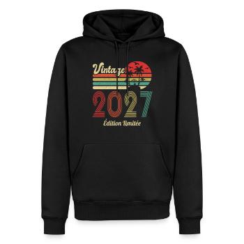 vintage 2027 Vintage Anniversaire Idée Cadeau 2027 - Sweat à capuche Premium bio Homme - noir - Devant - Nico (187cm)