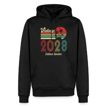vintage 2028 Vintage Anniversaire Idée Cadeau 2028 - Sweat à capuche Premium bio Homme - noir - Devant - Nico (187cm)