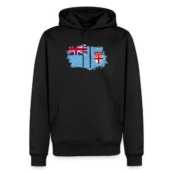 Drapeau des Fidji Grunge Drapeau des Fidji - Sweat à capuche Premium bio Homme - noir - Devant - Nico (187cm)