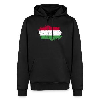 Hongrie Drapeau Grunge Hongrie Drapeau - Sweat à capuche Premium bio Homme - noir - Devant - Nico (187cm)