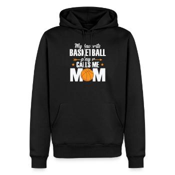 Mon joueur de basket préféré m’appelle maman - Sweat à capuche Premium bio Homme - noir - Devant - Nico (187cm)