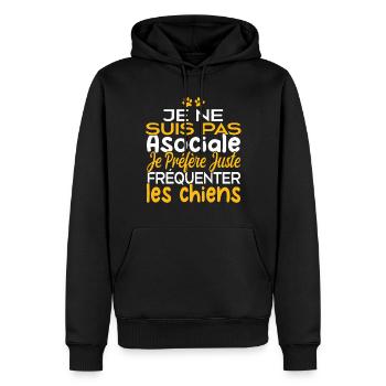 Je préfère juste fréquenter les chiens - Sweat à capuche Premium bio Homme - noir - Devant - Nico (187cm)