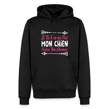 Si tu n’aimes pas mon chien - Sweat à capuche Premium bio Homme - noir - Devant - Nico (187cm)