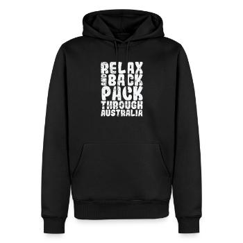 Relax and Backpack through Sydney Australia - Men’s Premium Organic Hoodie - black - Front - Nico (187cm)