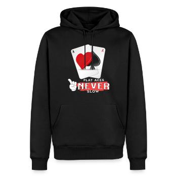 Play Aces never Slow Poker poker - Men’s Premium Organic Hoodie - black - Front - Nico (187cm)