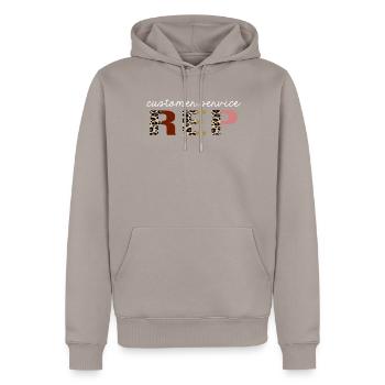 Customer Service Rep Leopard Print Funny Gift - Men’s Premium Organic Hoodie - taupe - Front - Nico (187cm)