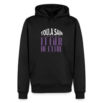 Toulousaine et fière de l'être - Sweat à capuche Premium bio Homme - noir - Devant - Nico (187cm)