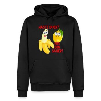 Vegane Banane und Zitrone Witzig Zitrone ist Sauer - Männer Premium Bio Hoodie - Schwarz - Vorne - Nico (187cm)
