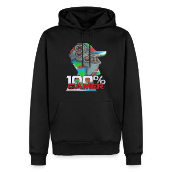Gamer zu 100% Gaming Player - Männer Premium Bio Hoodie - Schwarz - Vorne - Nico (187cm)