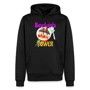 Bowlgirls Power a delicious bowl gives strength - Men’s Premium Organic Hoodie - black - Front - Nico (187cm)